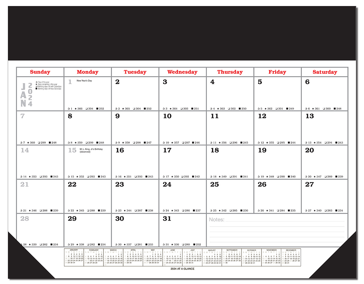 2024 Desk Pad Blotter Calendars (17x22 with Vinyl top and corners