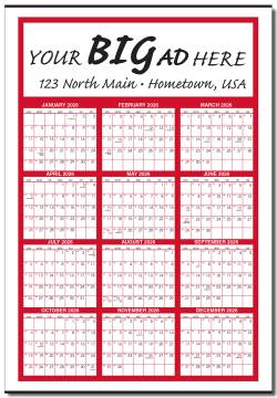 HUGE Year  at  a Glance  LAMINATED DRY ERASE Calendar With Marker