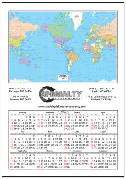 Jumbo World Map Calendar