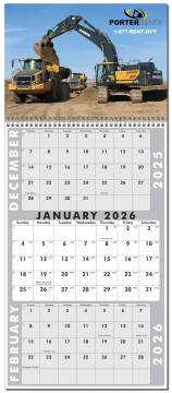 3 Month Single Sheet Calendar- Wire-O Attached Top Panel