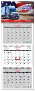 3 Month Calendar at a glance (with advertising)- 4 Panel with Numbered weeks