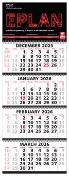 Four-Month-at-a-Glance Calendar (with Ad) Five Panel Calendar